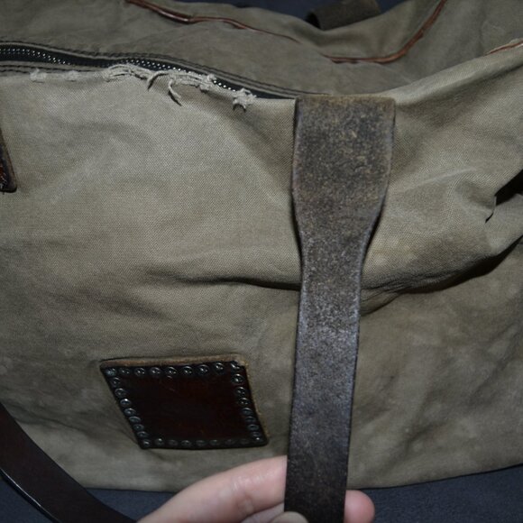 CAMPOMAGGI Canvas Leather Shoulder Bag Made In Italy - Picture 9 of 16